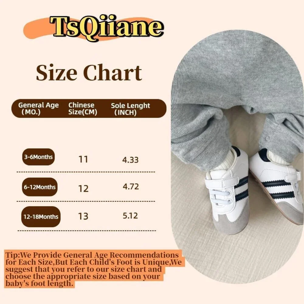 Baby Boys Girls Black Faux Leather Rubber Sole Retro Walking Sneakers Shoes